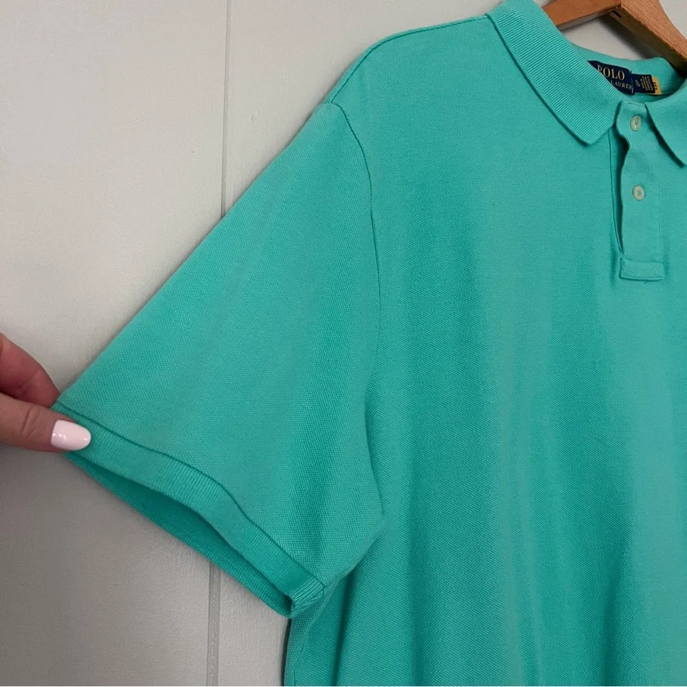 Polo Ralph Lauren Teal Green Pink Pony Preppy Classic Fit Polo Shirt Size XL